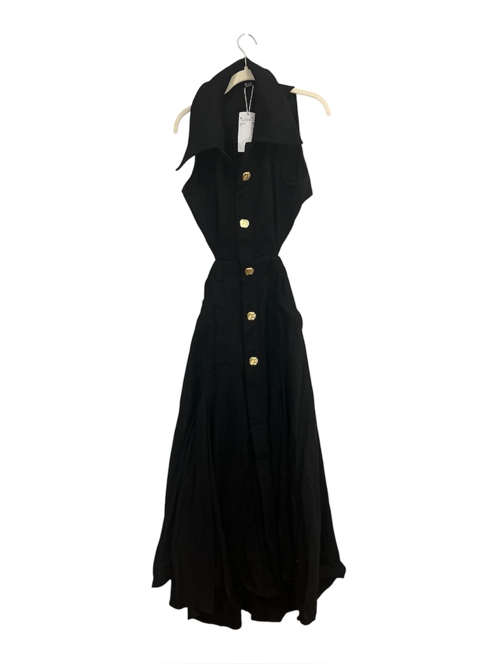 Urban Revivo Black Denim Cut Out Sleeveless Maxi Dress Size 12 - Picture 5 of 6